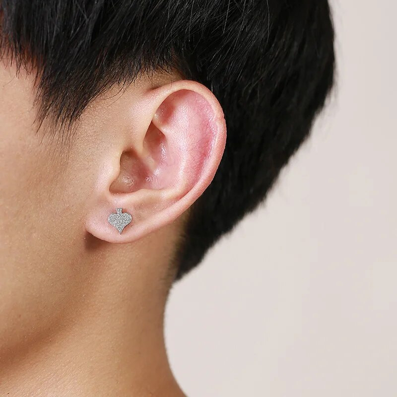 Vnox Punk Heart Spades Stud kõrvarõngad meestele, naised, allergiavastased roostevabast terasest väikesed kõrvaehted, vanaaegne poiste aksessuaar tüdrukutele