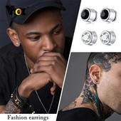 Vnox 1 τεμάχιο/ζεύγος Ανδρικά ροκ γοτθικά σκουλαρίκια μονόπετρα καρφιά, αντιαλλεργικό αξεσουάρ κλιπ αυτιού από ανοξείδωτο ατσάλι, χωρίς τρύπημα