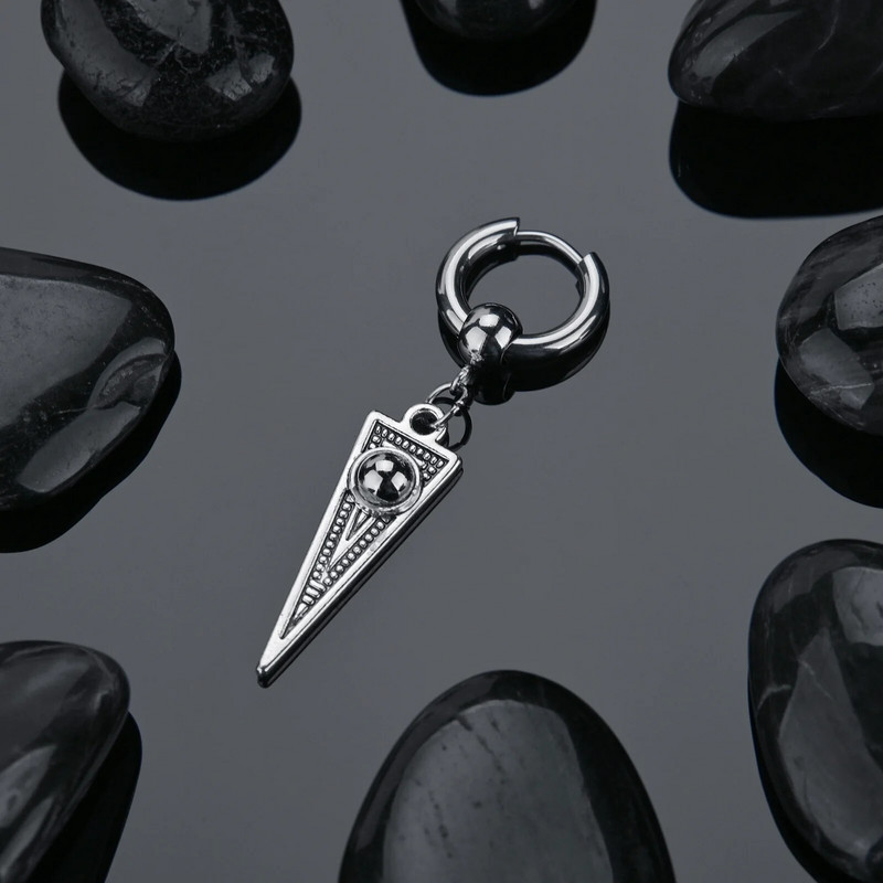 Modne punk srebrnaste trokutaste naušnice od nehrđajućeg čelika za žene muškarce gotički ulični pop hip hop nakit za uši Statement