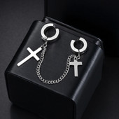 Cross Tassel Punk Σκουλαρίκια Γυναικεία Σκουλαρίκια με καρφιά με κλιπ Christian Gothic Hip Hop Κοσμήματα μεταλλική αλυσίδα Δαχτυλίδι αυτί Σκουλαρίκια ανδρικά