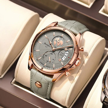 POEDAGAR Луксозен ежедневен спортен часовник Топ марка Креативен хронограф с кожена каишка Дата Водоустойчиви мъжки часовници Relogio Masculino
