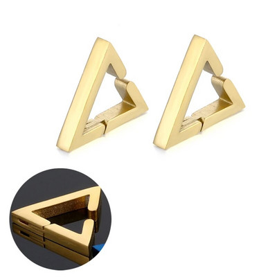 Γεωμετρικά τριγωνικά σκουλαρίκια με κλιπ από ανοξείδωτο ατσάλι για γυναίκες Ανδρικά πανκ vintage σκουλαρίκι που δεν τρυπούν για κορίτσια Κοσμήματα για πάρτι