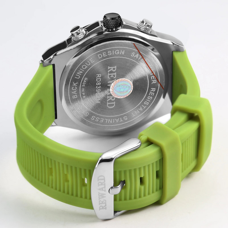 REWARD Casual ρολόγια για άντρες Chronograph Date Αδιάβροχο φωτεινό ανδρικό ρολόι καρπού μόδας με λουράκι σιλικόνης Relogio Masculino