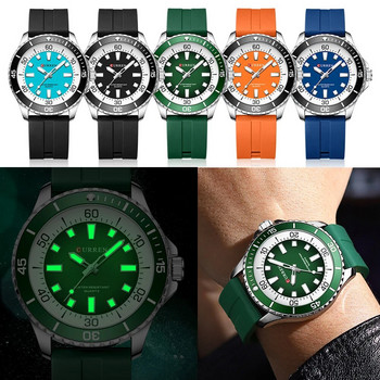 Мъжки бизнес часовник CURREN, тънък аналогов кварцов ръчен часовник със светещи стрелки и силиконова каишка