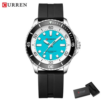 CURREN muški poslovni sat, tanki analogni kvarcni ručni sat sa svjetlećim kazaljkama i silikonskim remenom
