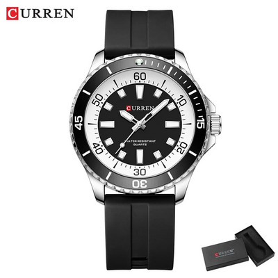 CURREN muški poslovni sat, tanki analogni kvarcni ručni sat sa svjetlećim kazaljkama i silikonskim remenom