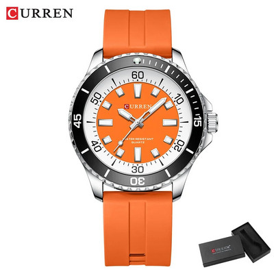 CURREN muški poslovni sat, tanki analogni kvarcni ručni sat sa svjetlećim kazaljkama i silikonskim remenom