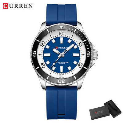CURREN muški poslovni sat, tanki analogni kvarcni ručni sat sa svjetlećim kazaljkama i silikonskim remenom