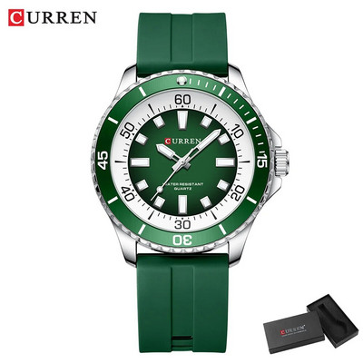 CURREN muški poslovni sat, tanki analogni kvarcni ručni sat sa svjetlećim kazaljkama i silikonskim remenom