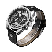 Ρολόι Ανδρικό πολυτελές δερμάτινο βραχιόλι Ανδρικά ρολόγια Daul Time Zones Ημερομηνία Στρατιωτικά ηλεκτρονικά ρολόγια Sports Relogio Masculino Erkek Cagarny