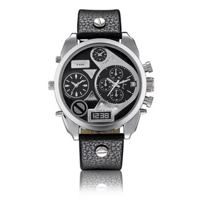 Ρολόι Ανδρικό πολυτελές δερμάτινο βραχιόλι Ανδρικά ρολόγια Daul Time Zones Ημερομηνία Στρατιωτικά ηλεκτρονικά ρολόγια Sports Relogio Masculino Erkek Cagarny