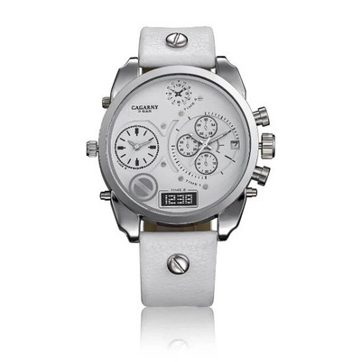 Ρολόι Ανδρικό πολυτελές δερμάτινο βραχιόλι Ανδρικά ρολόγια Daul Time Zones Ημερομηνία Στρατιωτικά ηλεκτρονικά ρολόγια Sports Relogio Masculino Erkek Cagarny