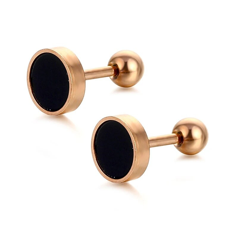 Lihtsad augustatud kõrvarõngad Mini-Punk must ümmargune roostevabast terasest kruvikõrvarõngas naistele meestele