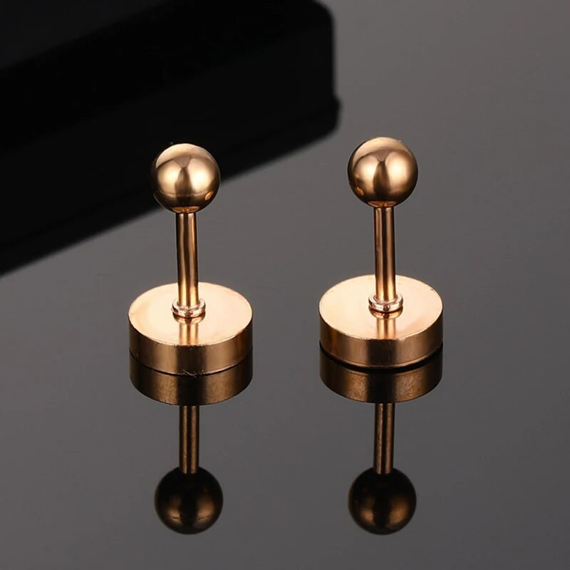 Lihtsad augustatud kõrvarõngad Mini-Punk must ümmargune roostevabast terasest kruvikõrvarõngas naistele meestele