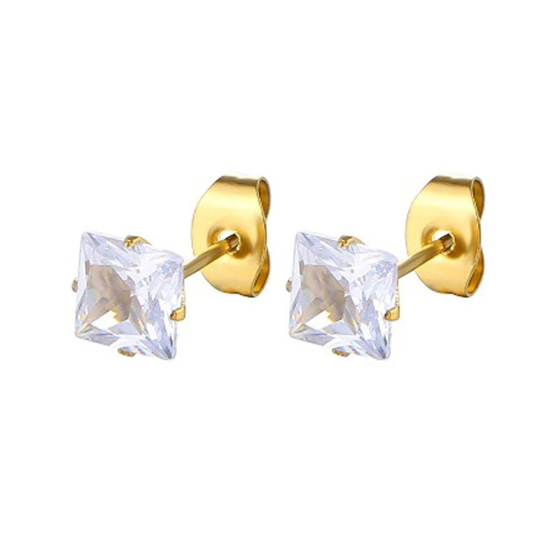 Klassikalised kuldsed hõbedased mustad titaanterasest tsirkoonkõrvarõngad unisex 316 roostevabast terasest kõrvarõnga jaoks