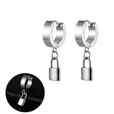 Hot Fashion Punk Vintage Lock Hoop Σκουλαρίκια Δώρα για Γυναίκες Ανδρικά Αξεσουάρ πάρτι Σκουλαρίκι Piercing Charm από ανοξείδωτο ατσάλι