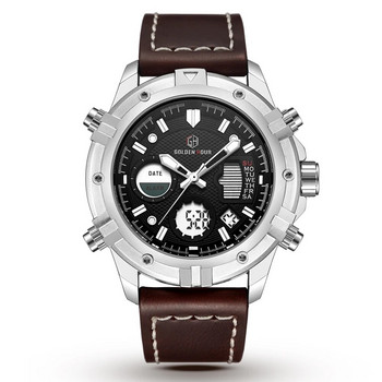 GOLDENHOUR модна луксозна марка мъжки водоустойчив военен спортен часовник мъжки кварцов аналогов кожен ръчен часовник relogio masculin