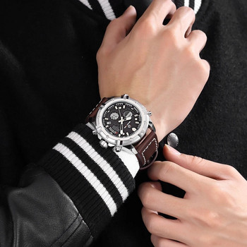 GOLDENHOUR Fashion Luxury Brand Ανδρικά αδιάβροχα στρατιωτικά αθλητικά ρολόγια Ανδρικό ρολόι καρπού χαλαζία αναλογικό δέρμα relogio αρσενικό