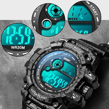 Нови мъжки LED цифрови часовници Светещи модни спортни водоустойчиви часовници за мъже Дата Армейски военен часовник Relogio Masculino