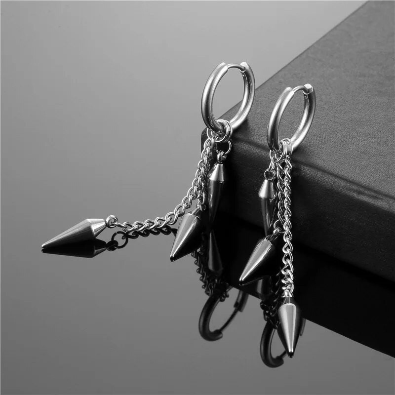 Φούντες τσέρκι Σκουλαρίκια από ανοξείδωτο ατσάλι Κοσμήματα για γυναίκες Ανδρικά αξεσουάρ πανκ πάρτι Σκουλαρίκια Δώρο