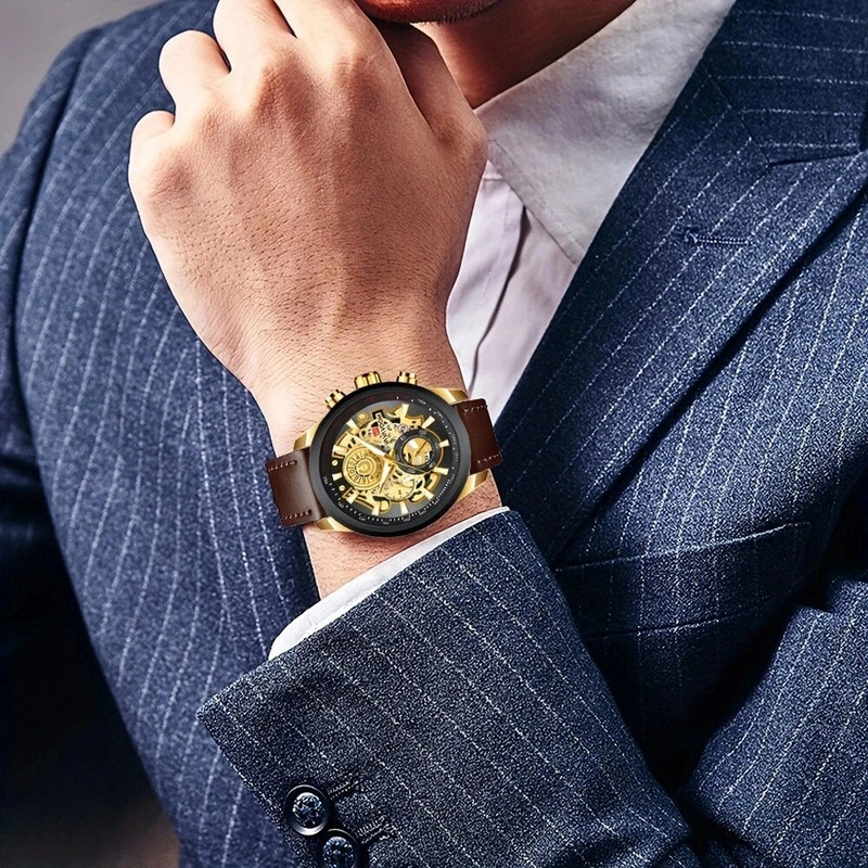 Meeste Spordikellad Mood Tööstusstiilis Üliõpilaste kuldne Ärikell Veekindel Dropshipping Ehted Kellad Relogio Masculino