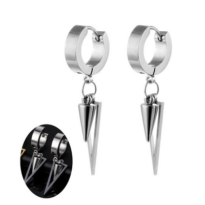Δημοφιλή πανκ χιπ χοπ τριγωνικά σκουλαρίκια από ανοξείδωτο ατσάλι με μυτερό κωνικό γυναικείο ανδρικό σκουλαρίκι