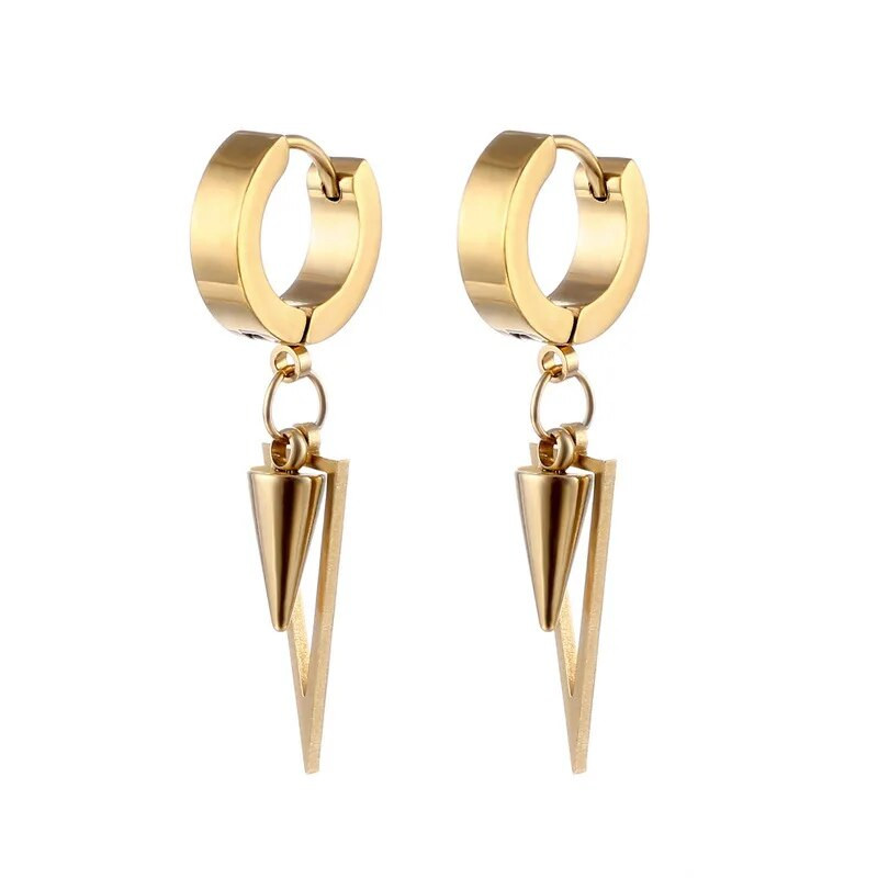 Δημοφιλή πανκ χιπ χοπ τριγωνικά σκουλαρίκια από ανοξείδωτο ατσάλι με μυτερό κωνικό γυναικείο ανδρικό σκουλαρίκι