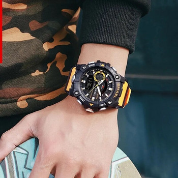 Модни спортни часовници SMAEL Мъжки удароустойчив 50M водоустойчив ръчен часовник LED аларма Хронометър Военен 8040 мъжки часовник