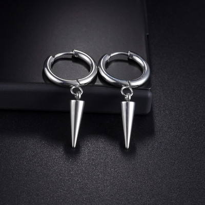 Υψηλής ποιότητας ανοξείδωτο ατσάλι Punk Fashion Silver Circle Στρογγυλά σκουλαρίκια Huggie Hollow Cross για άνδρες Γυναικεία κοσμήματα αυτιών Χονδρική