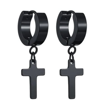 Υψηλής ποιότητας ανοξείδωτο ατσάλι Punk Fashion Silver Circle Στρογγυλά σκουλαρίκια Huggie Hollow Cross για άνδρες Γυναικεία κοσμήματα αυτιών Χονδρική