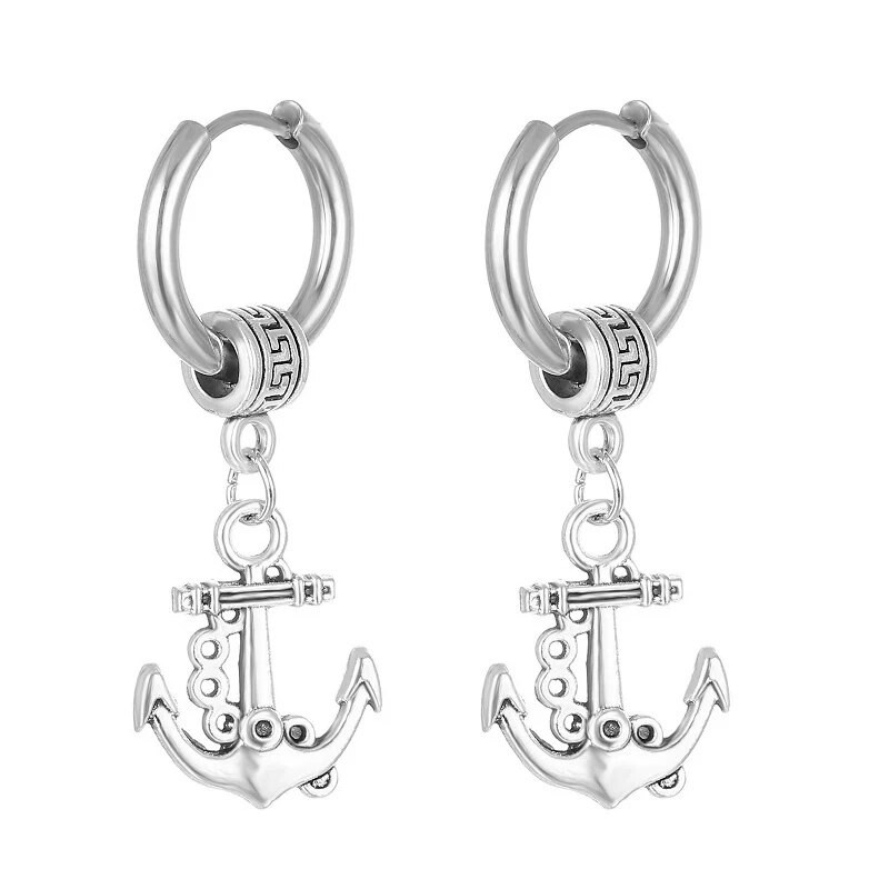 Lihtsad roostevabast terasest ristkõrvarõngad, hõbedased tutid, ankurduskõrvarõngad naistele, meestele, vintage peoehted