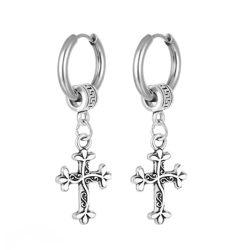 Lihtsad roostevabast terasest ristkõrvarõngad, hõbedased tutid, ankurduskõrvarõngad naistele, meestele, vintage peoehted