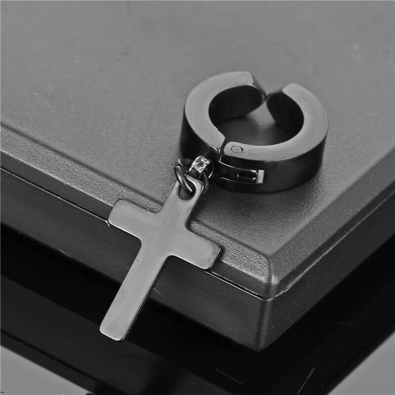 Piiriülene titaanist terasest ripats kõrvaklamber ilma kõrvaauguta meeste naiste roostevabast terasest võltskõrvarõngad