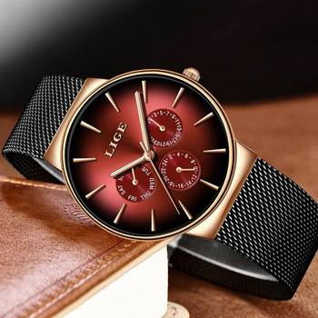 LIGE Нова мода мъжки часовници Топ марка луксозен кварцов часовник мъжки мрежест стоманен водоустойчив ултра тънък ръчен часовник за мъже спортен часовник