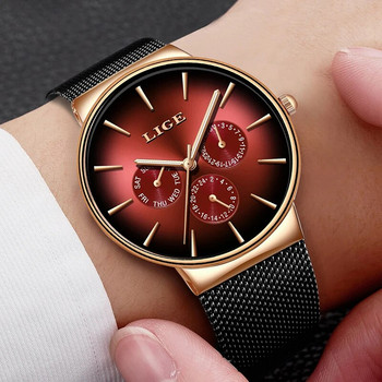 LIGE Нова мода мъжки часовници Топ марка луксозен кварцов часовник мъжки мрежест стоманен водоустойчив ултра тънък ръчен часовник за мъже спортен часовник