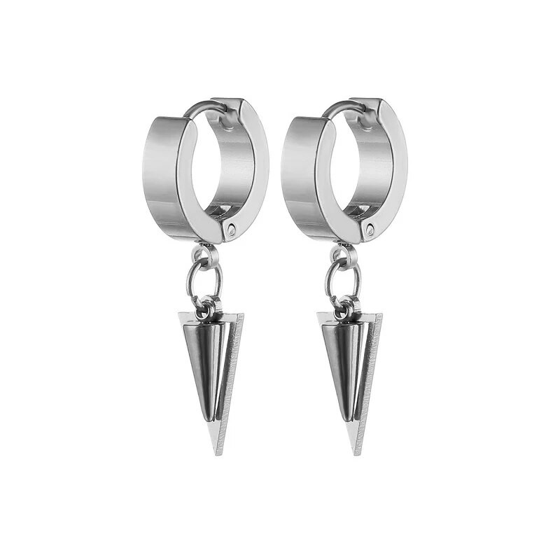 Populaarne titaanist terasest terava koonuse kolmnurga meeste kõrvarõngas punk hiphop roostevabast terasest kõrvarõngas