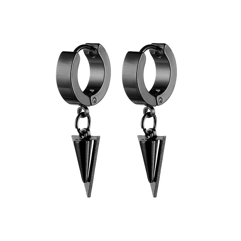 Populaarne titaanist terasest terava koonuse kolmnurga meeste kõrvarõngas punk hiphop roostevabast terasest kõrvarõngas