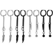 Korėjos stiliaus nerūdijančio plieno žiediniai auskarai, apskriti, kabantys, plunksniniai, kryžminiai auskarai moterims, vyrams