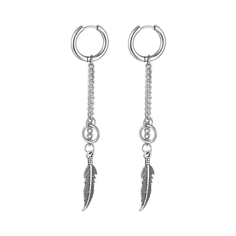 Korėjos stiliaus nerūdijančio plieno žiediniai auskarai, apskriti, kabantys, plunksniniai, kryžminiai auskarai moterims, vyrams