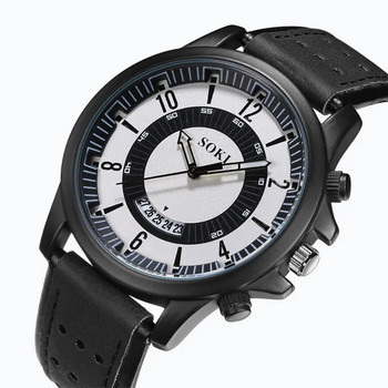 Πράσινο ανδρικό ρολόι με δερμάτινο λουράκι Ημερολόγιο Μόδα Military Sport Ανδρικό αναλογικό ρολόι καρπού χαλαζία Σετ δώρου Reloj Hombre