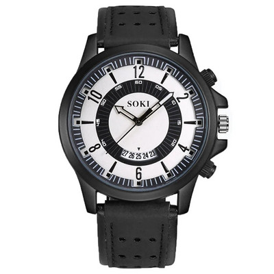 Ceas Bărbați Verde Cu Curea De Piele Calendar Moda Sport Militar Ceas De Mână Cuarț Analogic Set Cadou Reloj Hombre