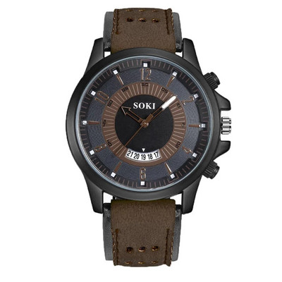 Ceas Bărbați Verde Cu Curea De Piele Calendar Moda Sport Militar Ceas De Mână Cuarț Analogic Set Cadou Reloj Hombre