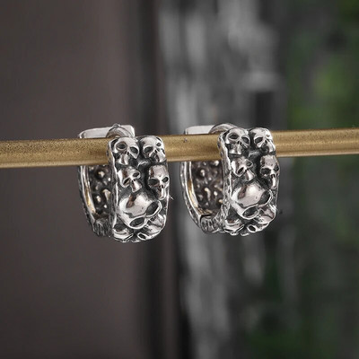 Retro gooti pealuu kummituspea kõrvarõngad meeste naiste hüpoallergeensed kõrvarõngad punk rock peoehted Halloweeni aksessuaarid