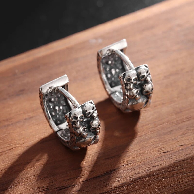 Retro gooti pealuu kummituspea kõrvarõngad meeste naiste hüpoallergeensed kõrvarõngad punk rock peoehted Halloweeni aksessuaarid