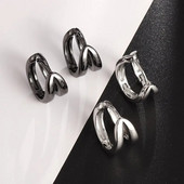 1 õõnsa topeltrõngaga kõrvarõngad musta hõbedase värviga hip-hop peo gooti kõrvarõngad, trendikahted meestele ja naistele