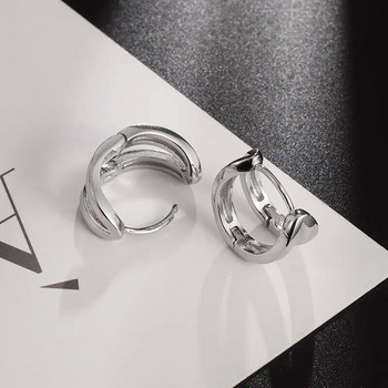 1 κούφια σκουλαρίκια με κρίκο με διπλό κρίκο Μαύρο ασημί Χρώμα Hip Hop Party Gothic σκουλαρίκια Trend Κοσμήματα για άνδρες και γυναίκες