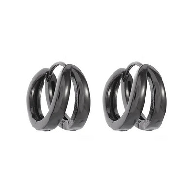 1 õõnsa topeltrõngaga kõrvarõngad musta hõbedase värviga hip-hop peo gooti kõrvarõngad, trendikahted meestele ja naistele