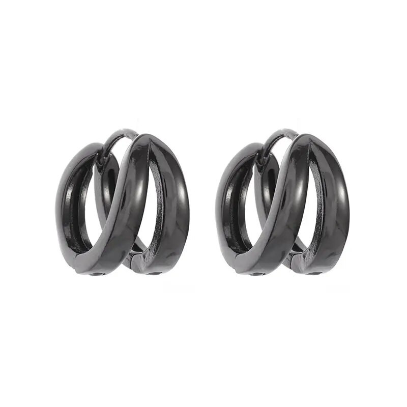 1 õõnsa topeltrõngaga kõrvarõngad musta hõbedase värviga hip-hop peo gooti kõrvarõngad, trendikahted meestele ja naistele