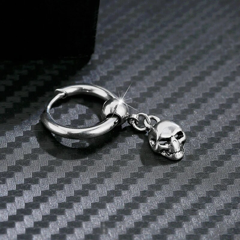 Νέα Vintage σκουλαρίκια κρανίου για γυναίκες Σκουλαρίκια Goth Hoop Ανδρικά κοσμήματα για πάρτι Aretes De Mujer Punk Piercing Σκουλαρίκια από ανοξείδωτο ατσάλι