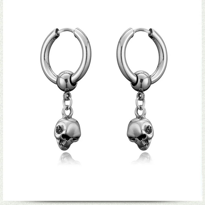 Νέα Vintage σκουλαρίκια κρανίου για γυναίκες Σκουλαρίκια Goth Hoop Ανδρικά κοσμήματα για πάρτι Aretes De Mujer Punk Piercing Σκουλαρίκια από ανοξείδωτο ατσάλι